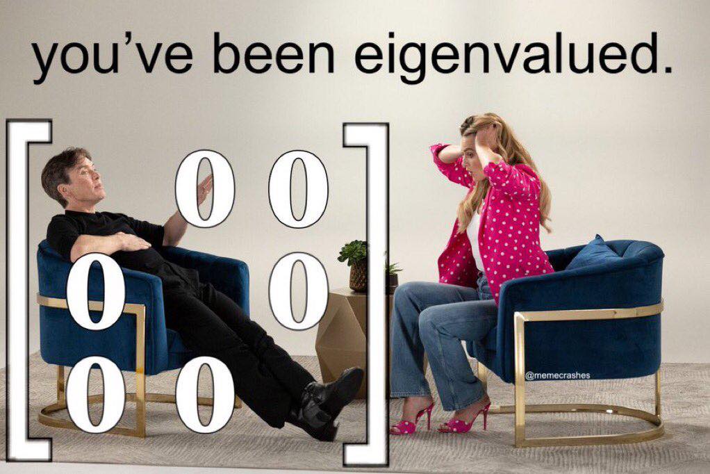 分享個 Meme - 你被特徵值了！ (source: <a href="https://www.facebook.com/photo.php?fbid=1026497836365110">Meme for mathematicians</a>)